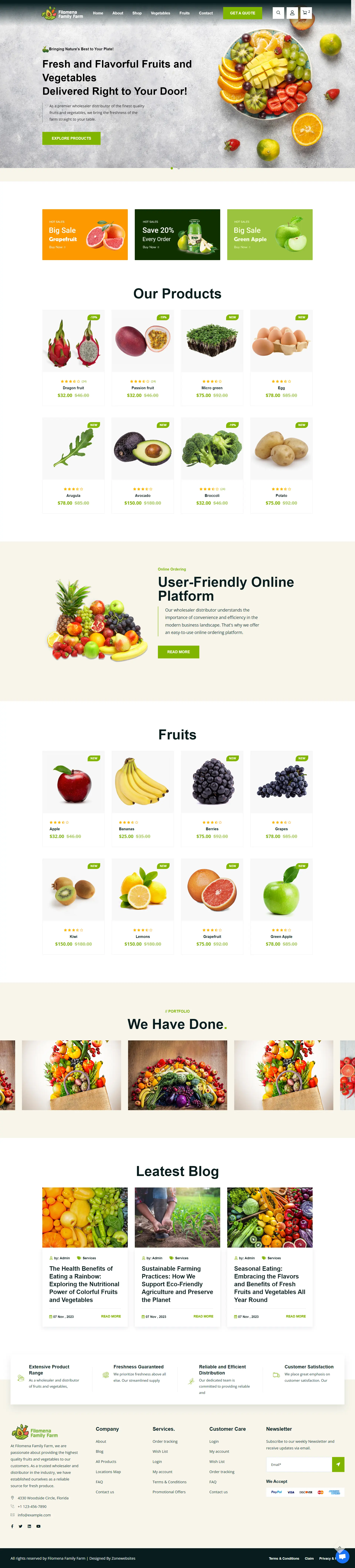 Organic Fruits & Vegetables Online Store Website Design