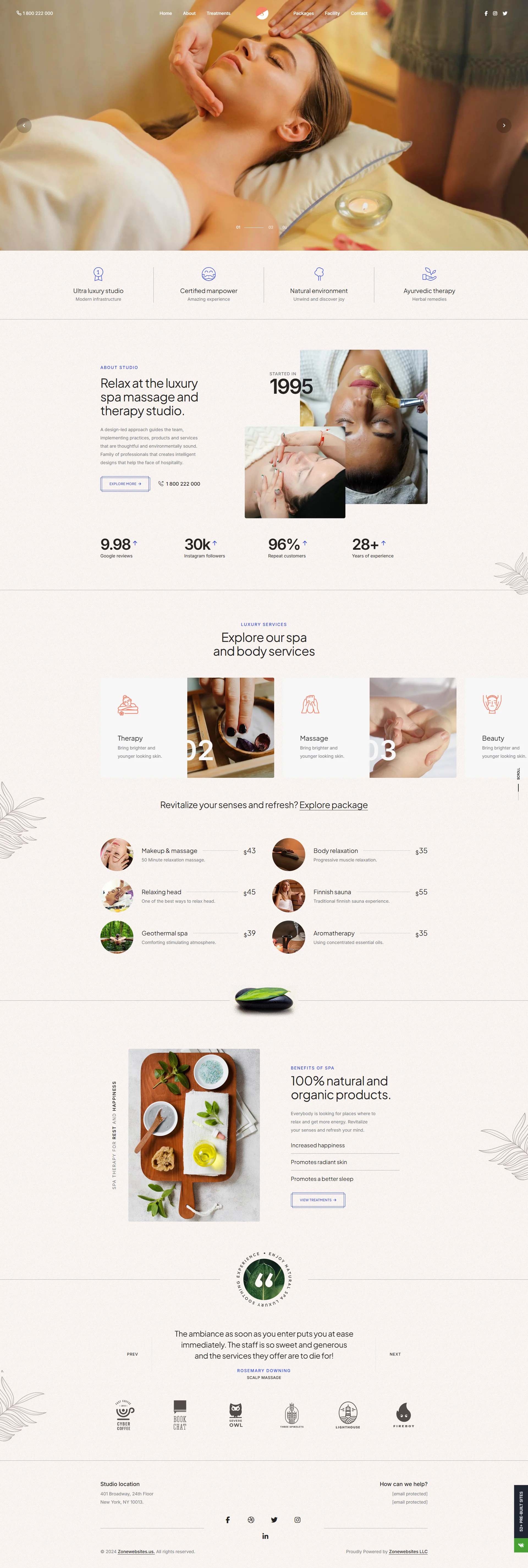 Attractive Spa Oil Massage & Skin Therapy Website Theme