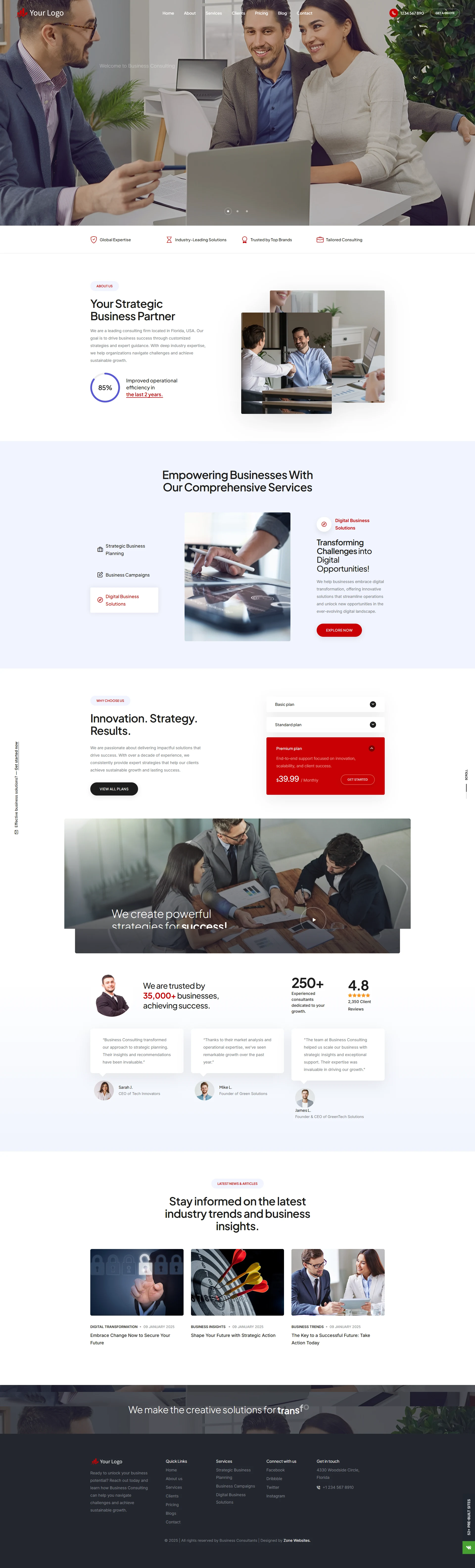 Fully Responsive Business Consulting Firm Website Layout