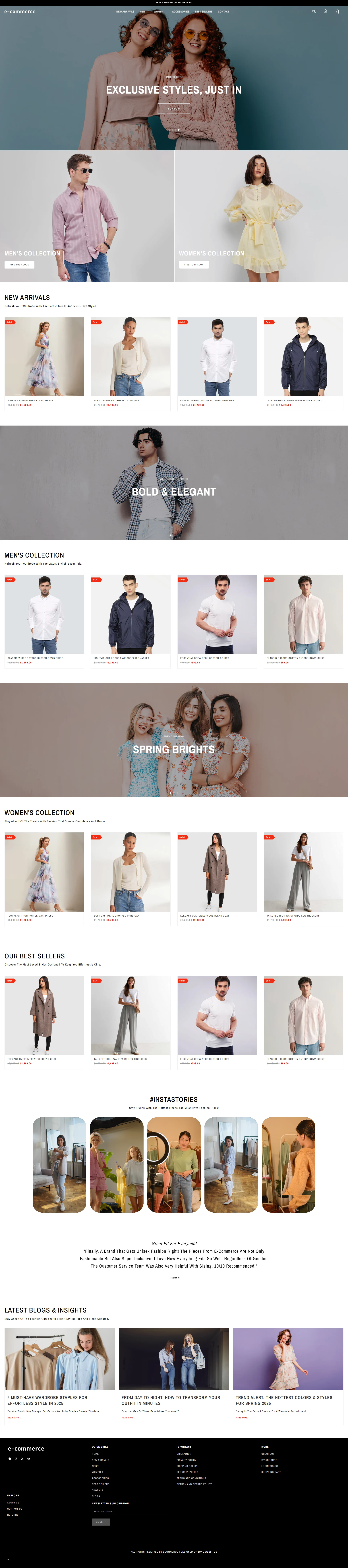 Unique E-commerce Website Layout for Online Shopping